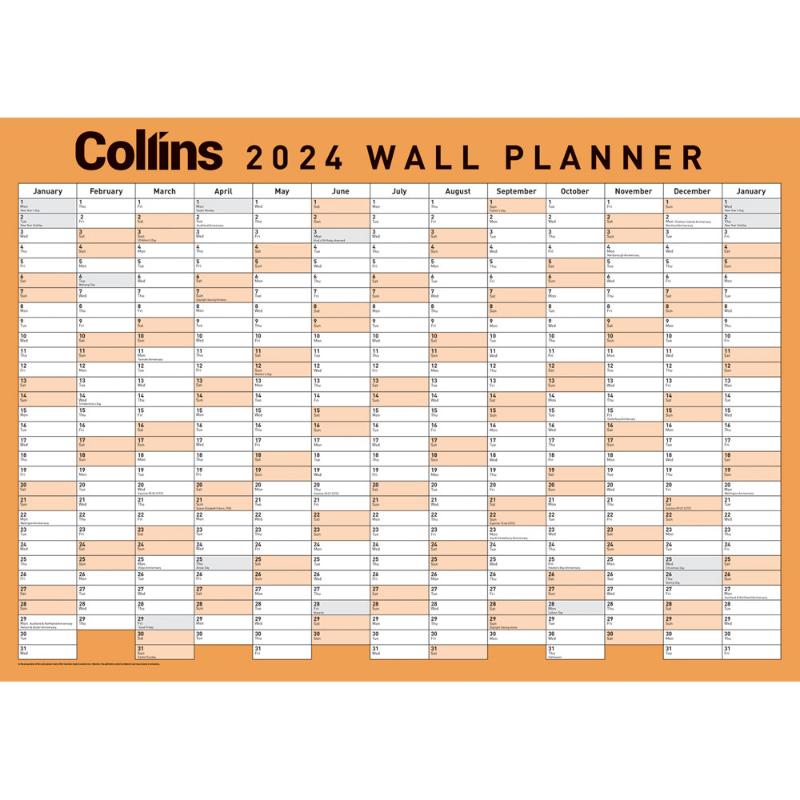 Collins Wallplanner A3 Unlaminated Even Year