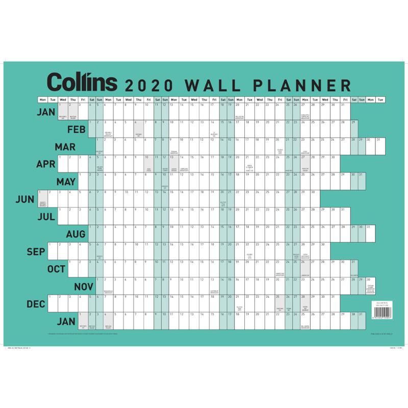 Collins Wallplanner A2 Laminated Even Year