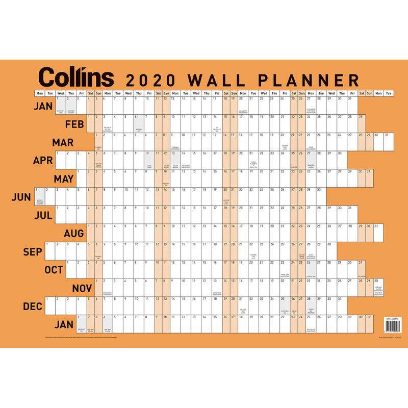 Collins Wallplanner A3 Laminated Even Year