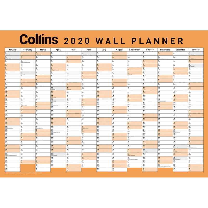 Collins Wallplanner A3 Laminated Even Year