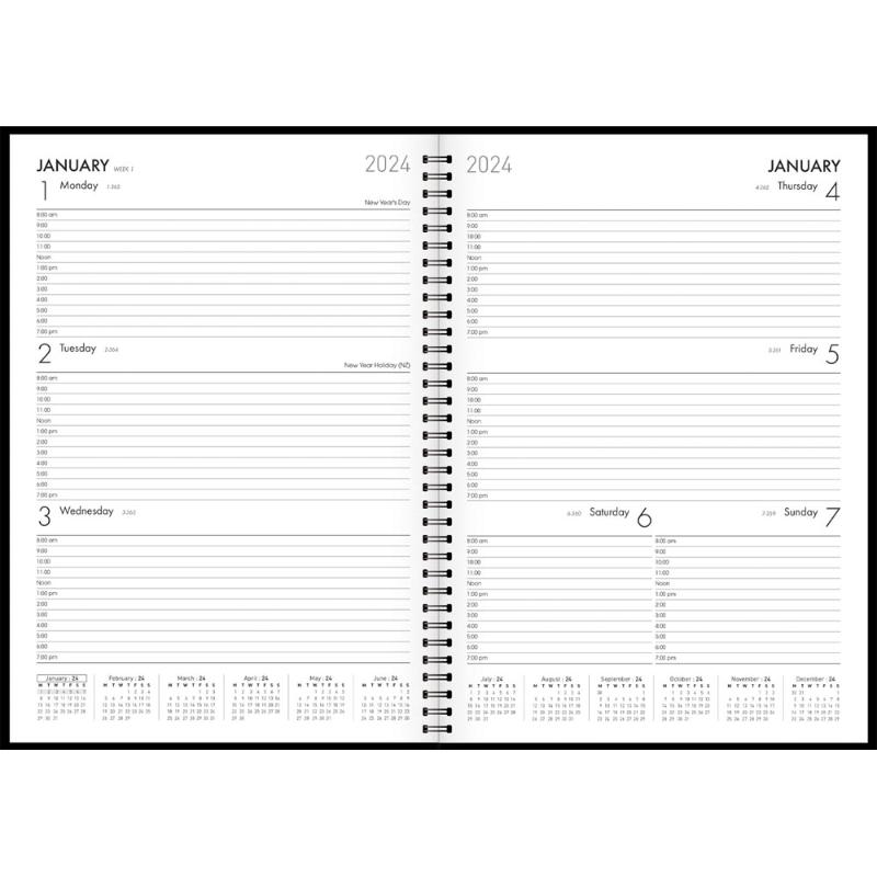 Collins Boston A43 Week To View Diary Black Even Year