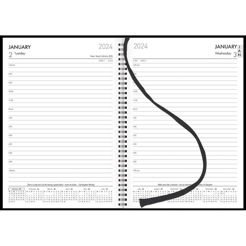 Collins Boston A51 Day To Page Diary Black Wiro Even Year