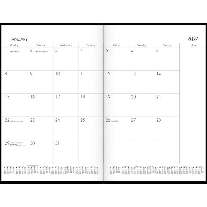 Collins Diary Planner Monthly A4 PVC Cover Black Even Year