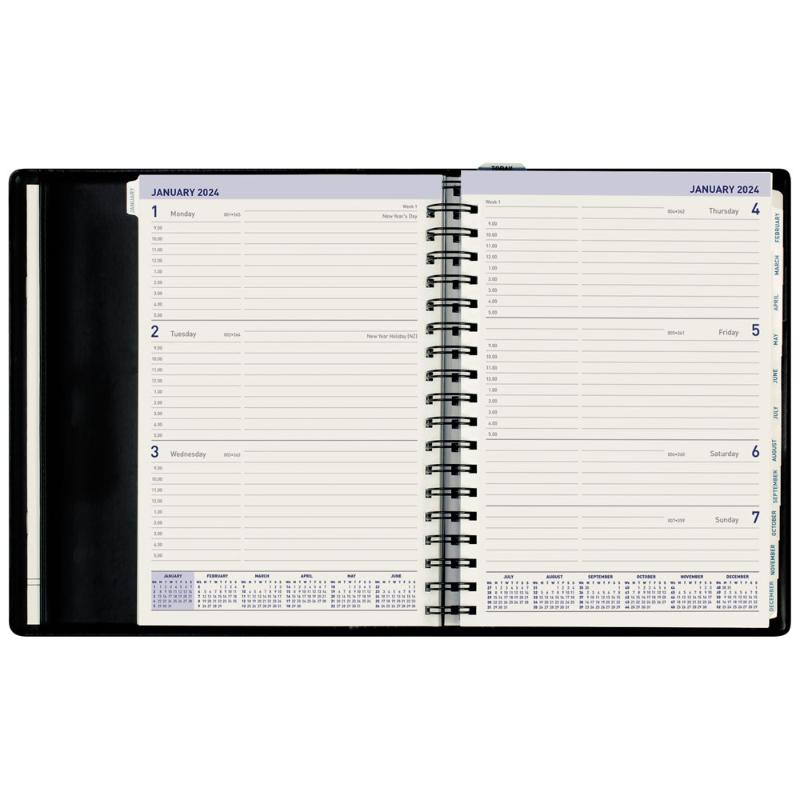 Collins Portfolio Week To View Diary Wiro Tabbed BlackEven Year