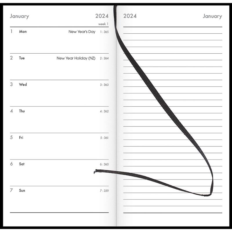 Collins CW7 Notes Diary Black Even Year