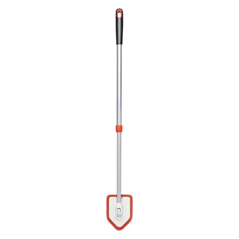 Extendable Tub & Tile Scrubber with anti-microbial head, adjustable length, and non-slip grip for effortless cleaning.