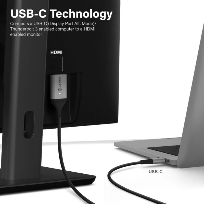 High-performance Alogic USB-C to HDMI cable in Space Grey, delivering 4K resolution at 60Hz for seamless connectivity.