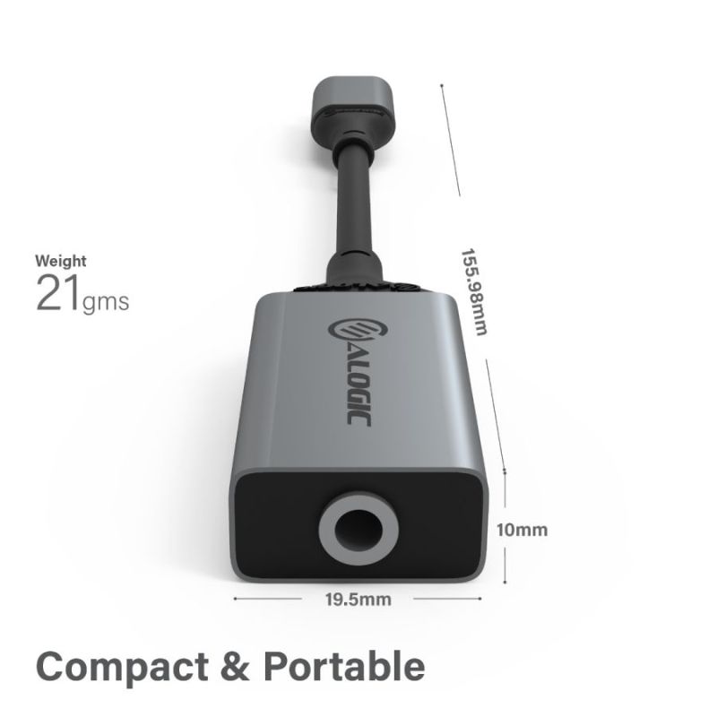 Alogic 10cm USB-C (Male) to 3.5mm Audio (Female) & USB-C (Female) Charging Combo