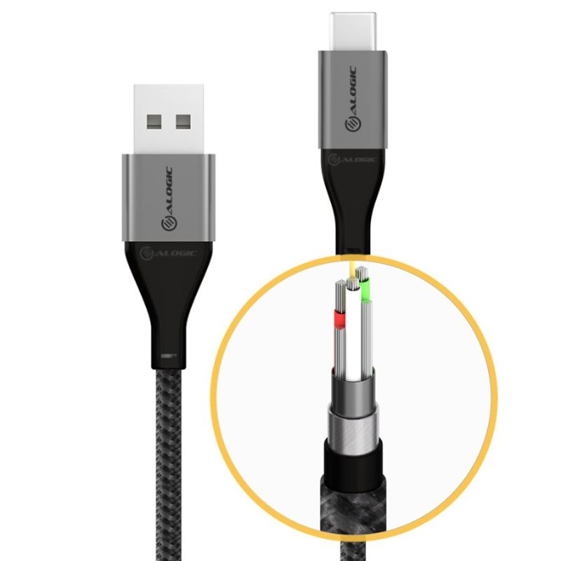 Alogic Super Ultra USB 2.0 USB-C to USB-A Cable - 3A/480Mbps - Space Grey - 1.5m