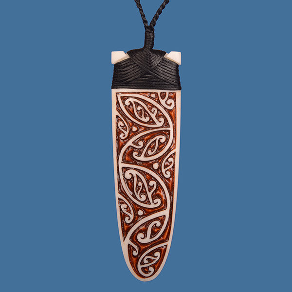 Kowhaiwhai Design Stained Bone Toki