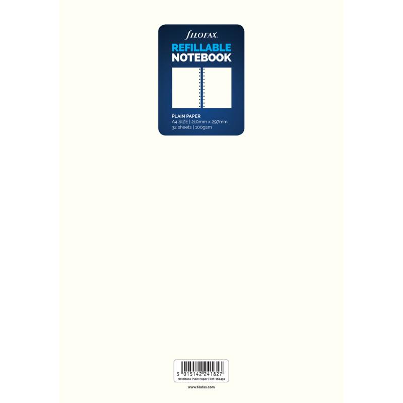 Filofax Notebook A4 White Plain Refill