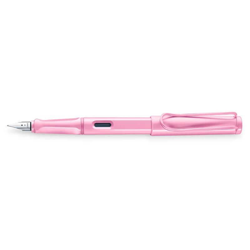 Elegant Lamy Safari Fountain Pen in Lightrose, featuring a fine nib and ergonomic design for comfortable writing.