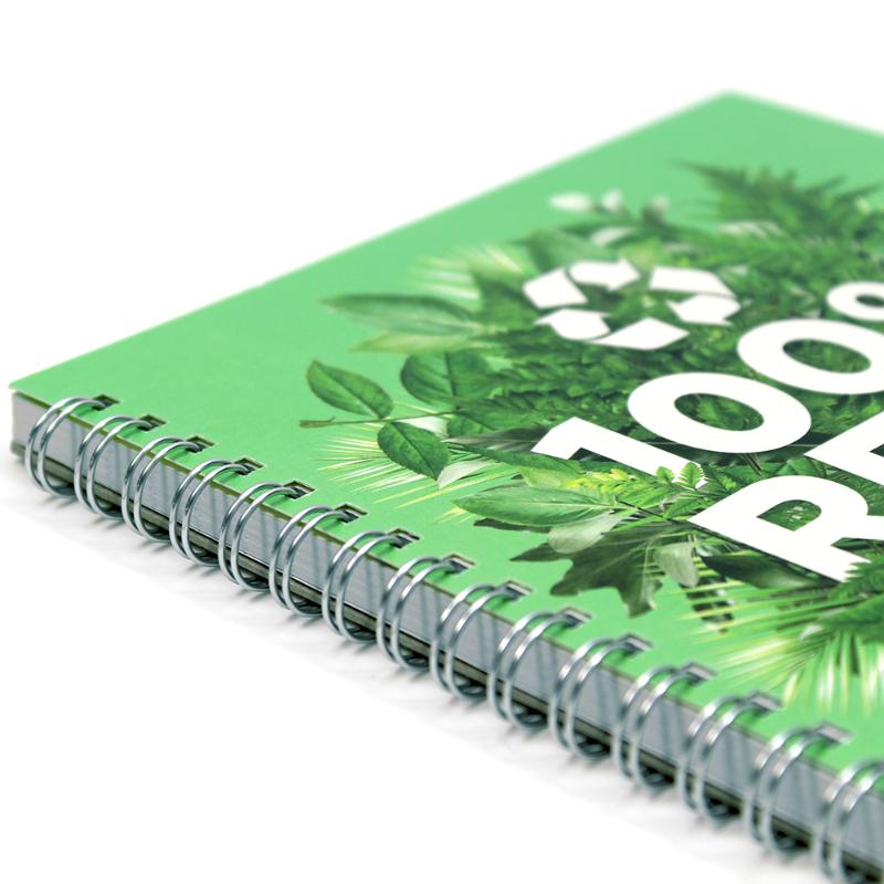 Silvine A5 recycled twin wire notebook with 120 ruled pages, eco-friendly design for sustainable note-taking.