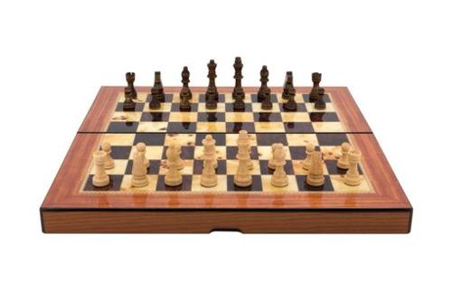 Dal Rossi Walnut Shiny Finish Folding Chess Set, 16