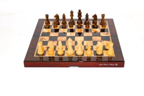 Dal Rossi Mahogany Finish Folding Chess Set, 16