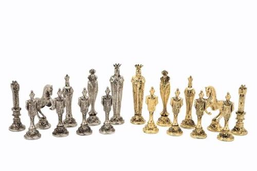 Dal Rossi Italy Isle of Lewis Chess Set. Solid Pewter pieces.