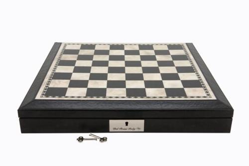 Dal Rossi 18 Chess Box Black and White with PU Leather Edge with compartments