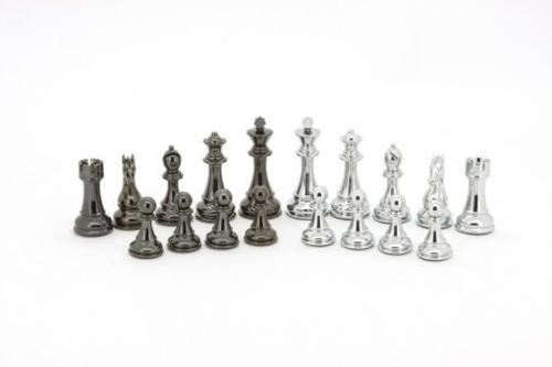 101mm Dal Rossi Italy Silver & Titanium Finish Chess Pieces