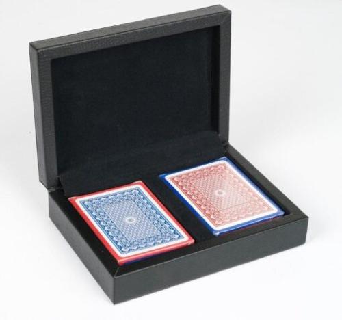 Dal Rossi card box Black PU Leather with 2 packs of Playing cards
