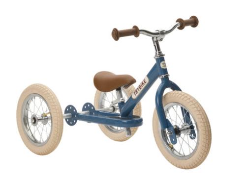 Blue Vintage Trybike, Cream Tyres and Chrome (3 wheel)