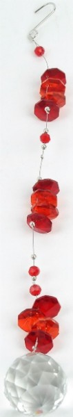 Set of 4 red long dangler suncatchers, perfect for enhancing natural light with vibrant color.