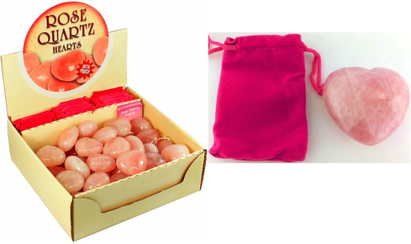 Rose Quartz Hearts Box of 30