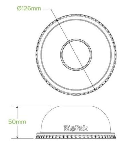 Biopak - Lid Dome Clear Biobowl 240-960ml - 50PC