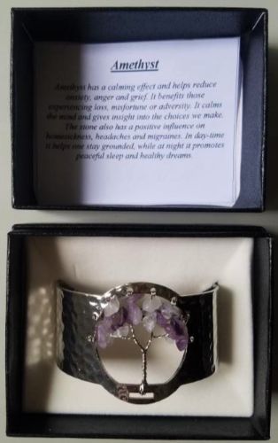 Tree of Life Amethyst Quartz Silver Plated Bracelet