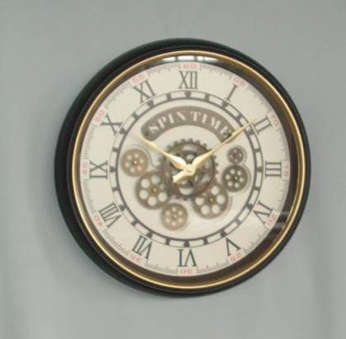 Moving Gear Clock 59cm - Distressed Copper