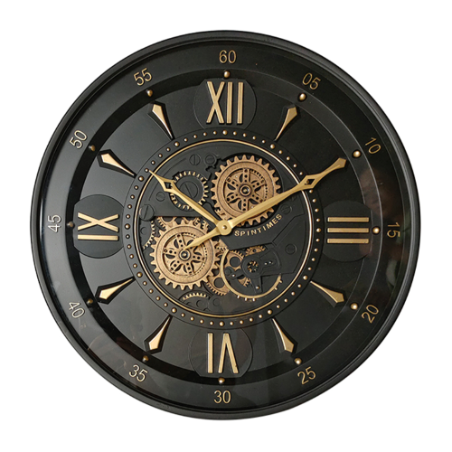 Gear Clock - Black & Gold (59cm)
