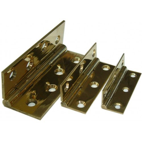 Polished brass butt hinge, 64mm, fixed pin design offers durability and security for doors and cabinets. Ideal for indoor/outdoor use.
