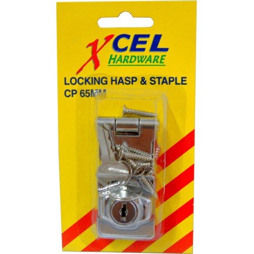 Hasp With Cylinder Lock Xcel Carded4" C.P.