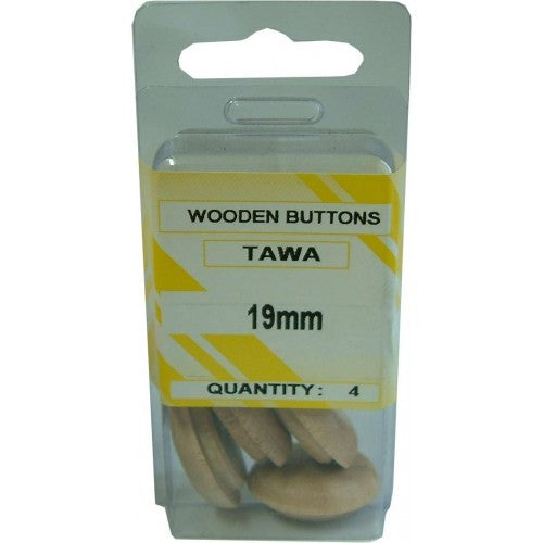Wooden Pin Buttons in Tawa wood, 13mm, 6-pack for covering screw holes in furniture and enhancing DIY projects.