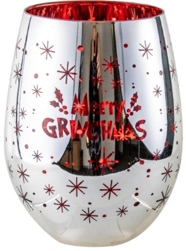 Stemless Glass - Merry Grinchmas Electro Plated