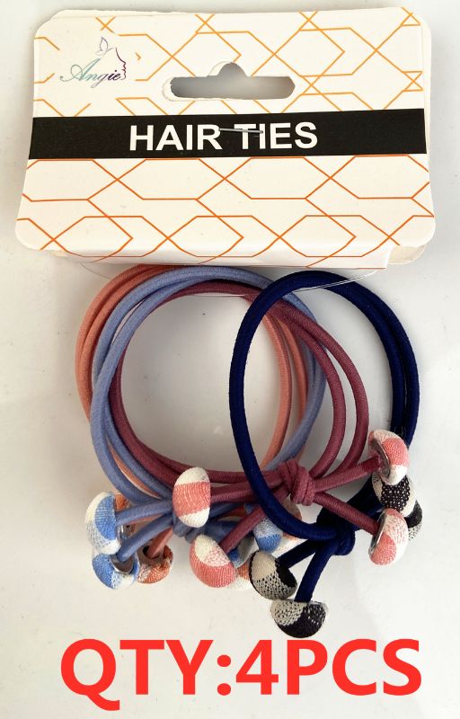HAIR TIES - Colour Asstd 4PCS (12 Packs)