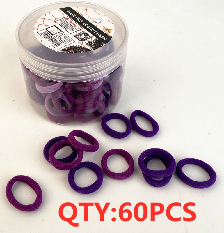 HAIR TIES - Purple Asstd 60PCS (12 Packs)