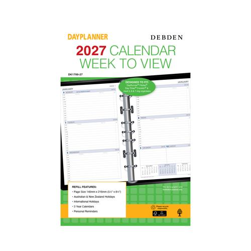 Debden Dayplanner Desk Week to View Refill 2027