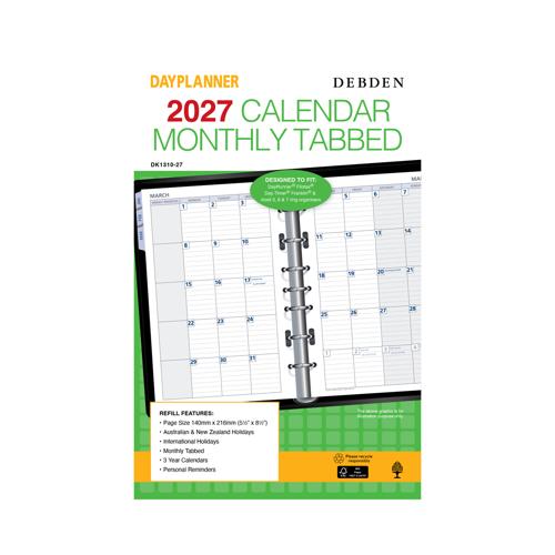 Debden Dayplanner Desk Month to View Tabbed Refill 2027