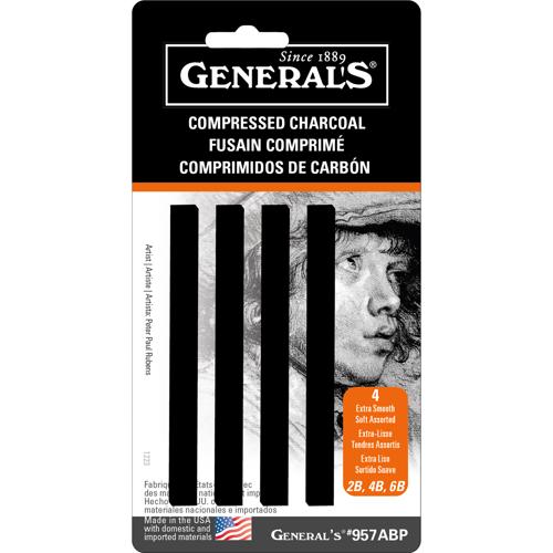 Generals Compressed Charcoal Set #957A-BP 4 Pack