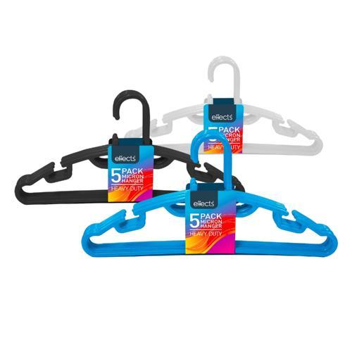 Effects Coat Hangers 190mm 390mm 38mm Assorted Colours Pack of 5