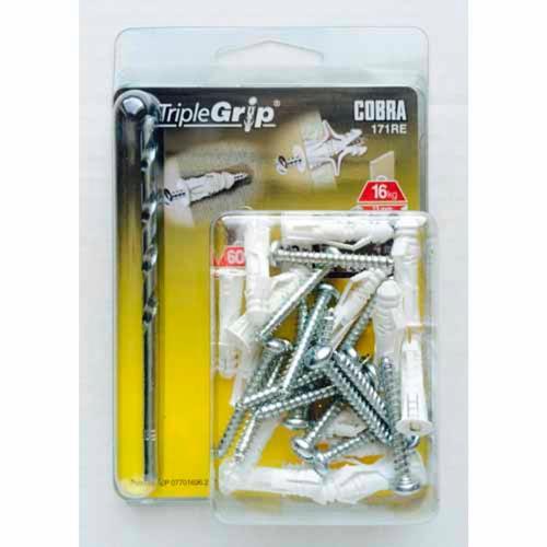 Cobra Universal Anchors With Drill 4mm Screw Grey Pack of 15