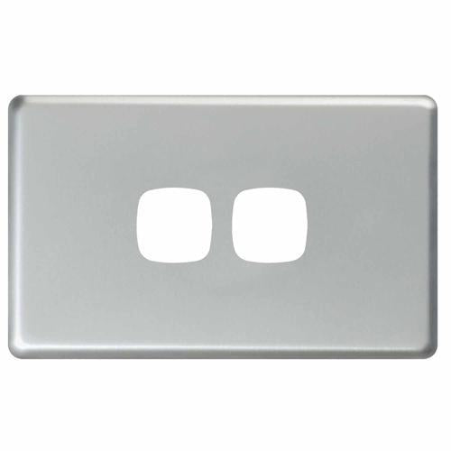HPM Excel 2 Gang Cover Plate 73mm L: 117mm Matt Silver