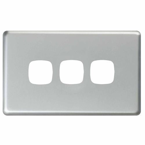 HPM Excel 3 Gang Cover Plate 73mm L: 117mm Matt Silver
