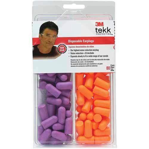 3M Disposable Earplugs Orange And Purple Pack of 80