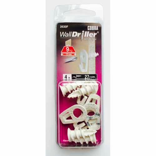 Cobra Picture Hook For Plasterboard 4 Pack White Pack of 4