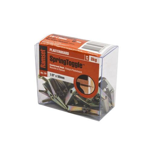 Ramset Spring Toggle Countersunk 1/8 Inch X 50mm Pack of 20