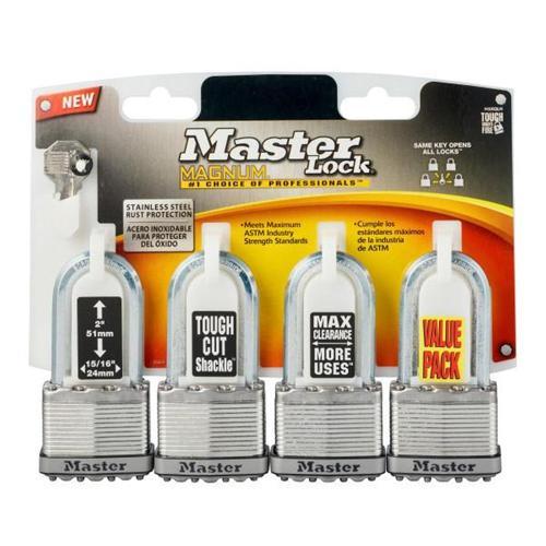 Master Lock Keyed Padlock Magnum 51mm Silver Pack of 4