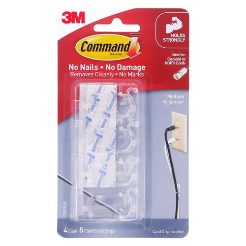 Command Cord Clips Medium Clear Pack of 4