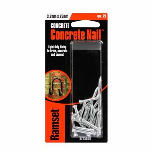 Ramset Concrete Nail 25mm Silver Pack of 25