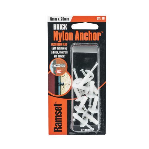 Ramset Nylon Anchors 5 X 20mm Pack of 10